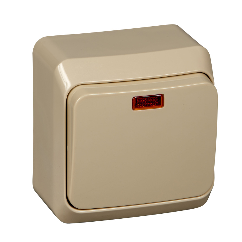 картинка Переключатель 1-кл. 10А ОУ с подсветкой в сборе крем ЭТЮД от магазина Электротехника