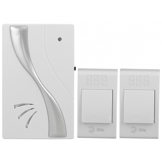 картинка Звонок беспроводной 32 мелодии 80м.TWIN-B (бел.-сереб.) ЭРА от магазина Электротехника