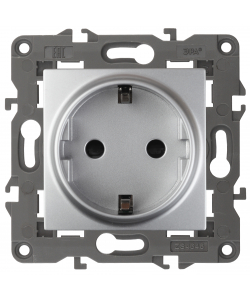 картинка Розетка 1-я 2P+E 16А-250В авт. клем. алюминий Elegance Эра от магазина Электротехника