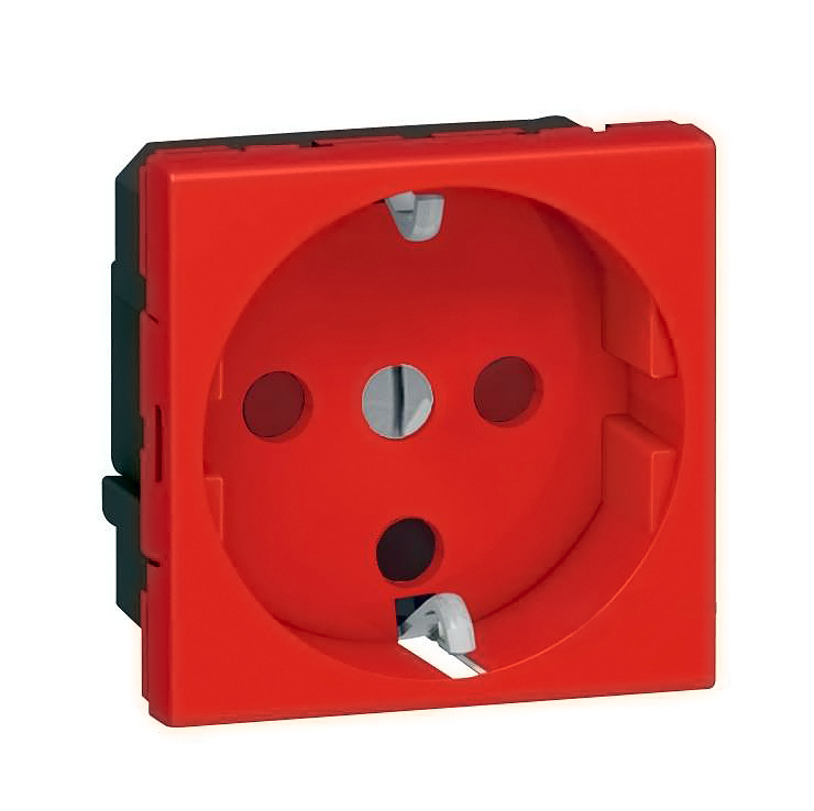 картинка Розетка 2 мод. 2Р+Е красная Mozaic/Legrand от магазина Электротехника