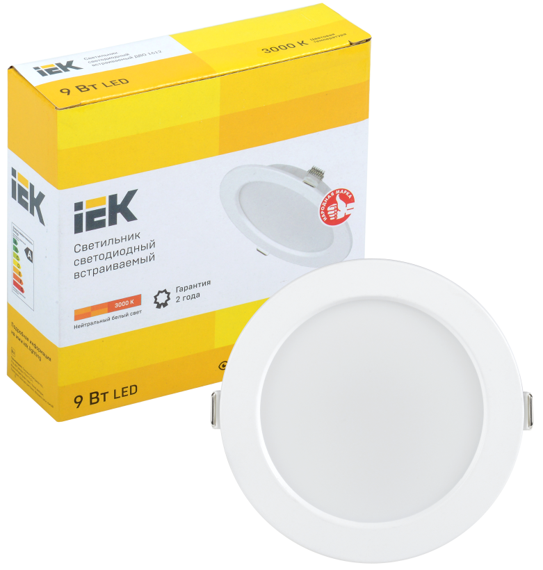 картинка Панель LED встр. круглая  9Вт 620лм 3000K 118х32мм IP20 ДВО 1612 IEK от магазина Электротехника