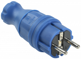 картинка Вилка 2Р+Е 16А прямая каучук IP44 синяя ОМЕГА IEK от магазина Электротехника