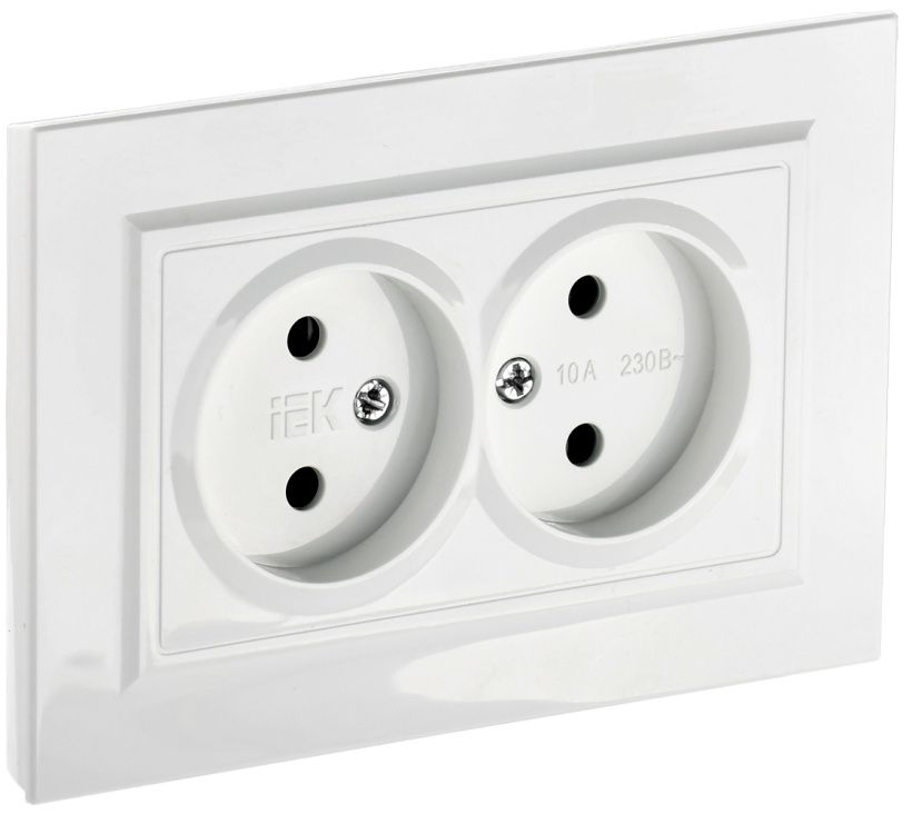 картинка Розетка 2-я 2P 10А СУ в сборе белый BRITE от магазина Электротехника