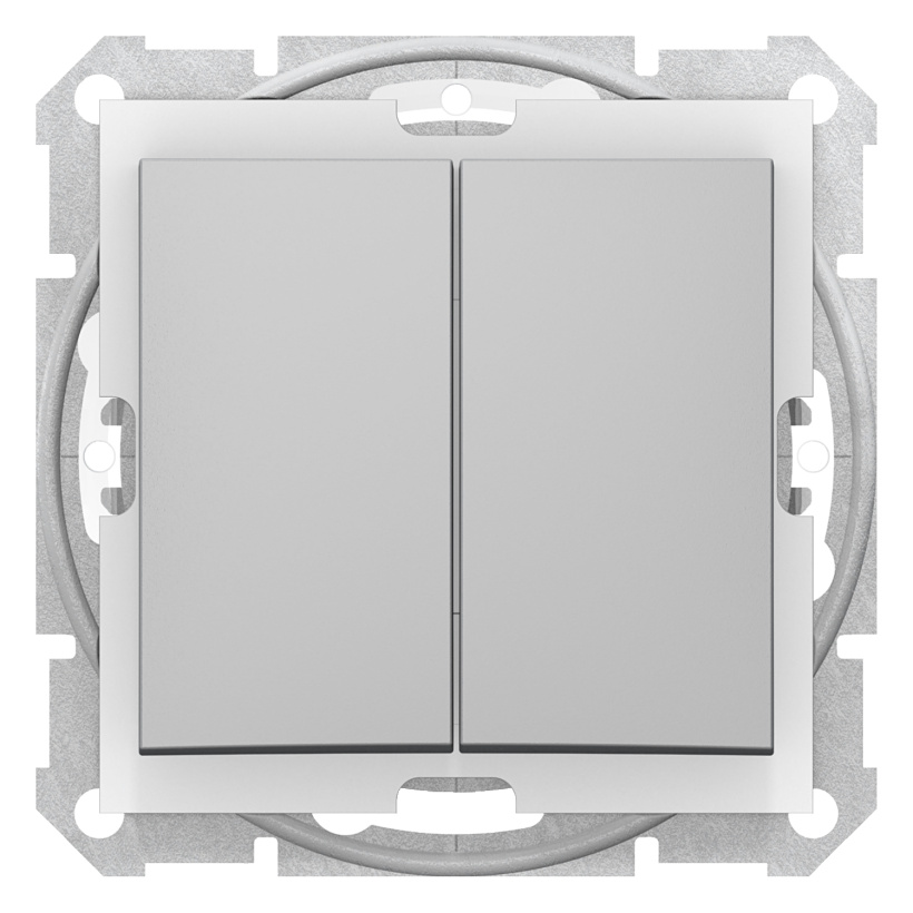 картинка Выключатель 2-кл, 10А СУ механизм IP44 алюминий Sedna от магазина Электротехника