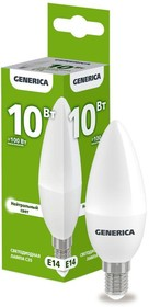 картинка Лампа LED  10Вт Е14 1000Лм 4000К "свеча"  С35 GENERICA от магазина Электротехника