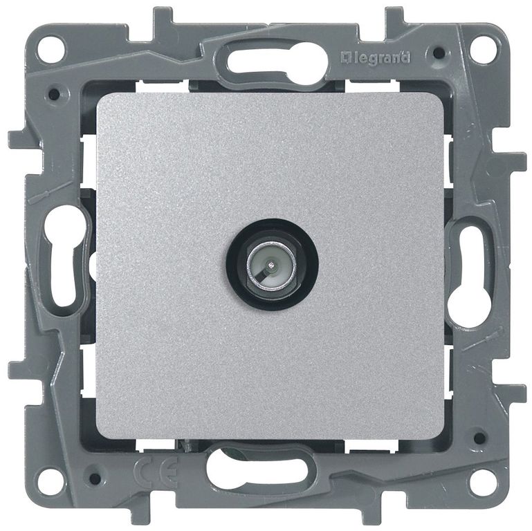 картинка Розетка 1-я TV СУ оконечная алюминий Etika от магазина Электротехника