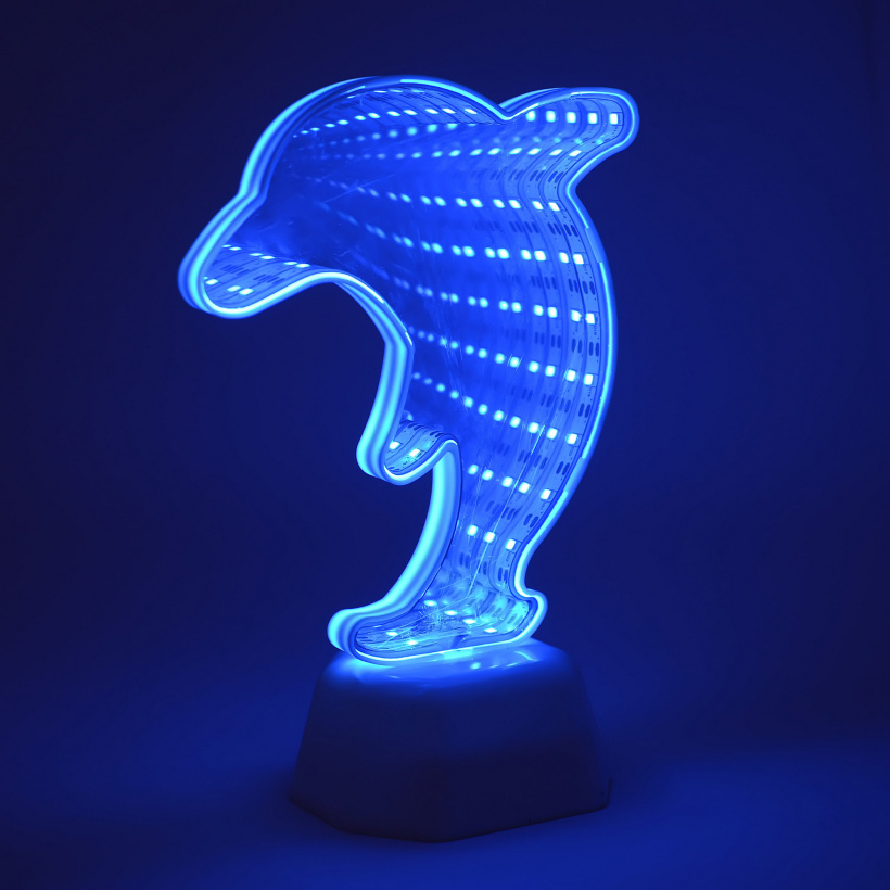 картинка Ночник LED "Дельфин" синий 3хАА пластик 130х72х190мм Apeyron от магазина Электротехника