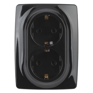 картинка Розетка 2-я 2P+Е С/У авт. клем. черный Эра от магазина Электротехника