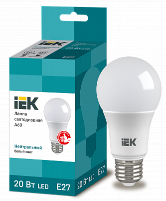 картинка Лампа LED A60 20Вт Е27 (1800lm) 4000K IEK от магазина Электротехника