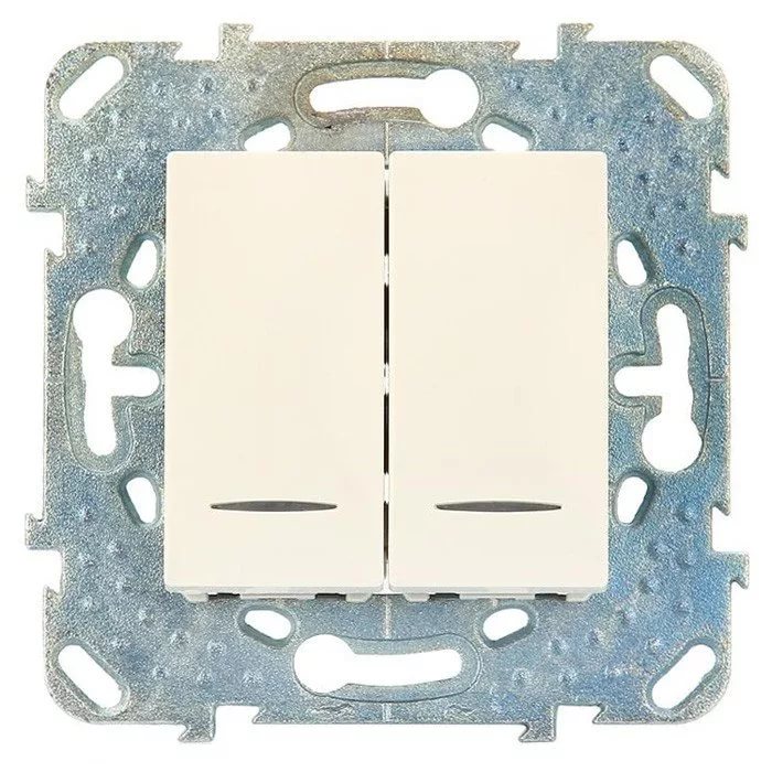 картинка Переключатель 2-кл. 10А СУ с подсветкой механизм бежевый Unica от магазина Электротехника