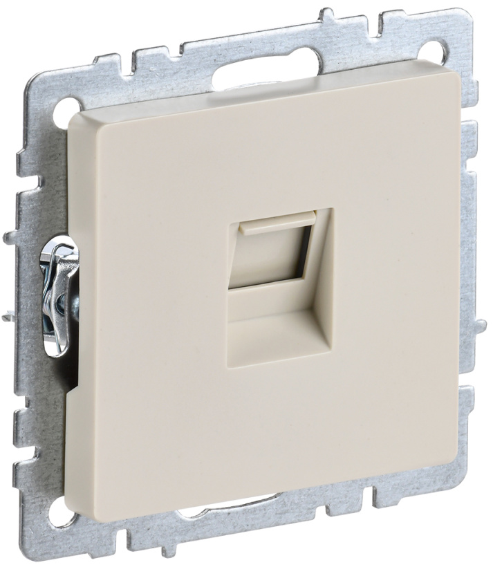 картинка Розетка 1-я RJ45 кат.5E СУ механизм бежевый BRITE IEK от магазина Электротехника