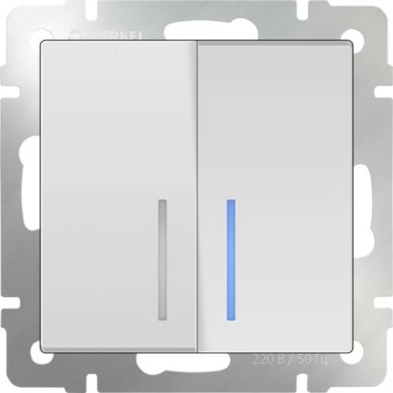 картинка Выключатель 2-кл. 10А СУ проходной с подсветкой механизм белый Werkel от магазина Электротехника
