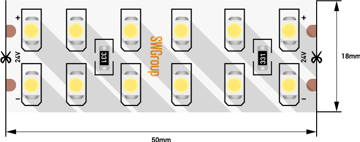картинка Лента LED 3528 19.2W/m 240Led 24V IP20 18мм/5м 2700-3200К двухрядная SWG от магазина Электротехника