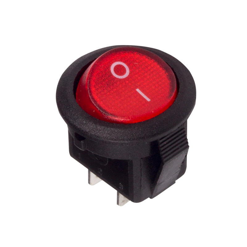 картинка Выключатель клавишный круглый 250V 6А (2с) ON-OFF красный REXANT от магазина Электротехника