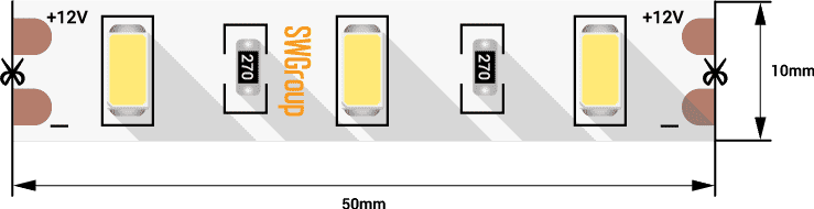 картинка Лента LED 5630 12W/m 60Led 4000-4500K 12V IP20 10мм/5м ЗМ SWG от магазина Электротехника