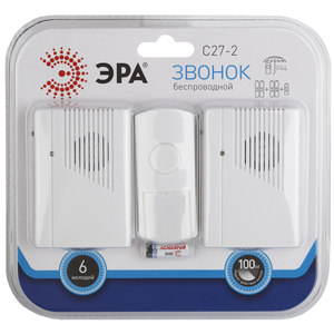 картинка Звонок беспроводной  6 мелодий 100м. С27-2 ЭРА от магазина Электротехника