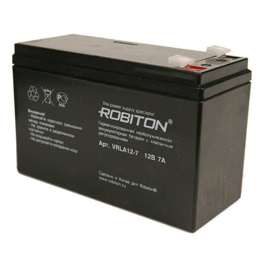картинка Аккумуляторная батарея 12В   7Ач 151х65х95мм Robiton от магазина Электротехника
