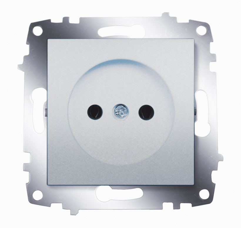 картинка Розетка 1-ая 2P алюминий(кр упак 12шт) Cosmo от магазина Электротехника