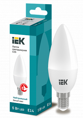 картинка Лампа LED  5Вт Е14 (450lm) 4000К "свеча" С35 IEK от магазина Электротехника