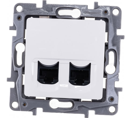 картинка Розетка 2-я RJ45 Cat.5 механизм белый Etika от магазина Электротехника