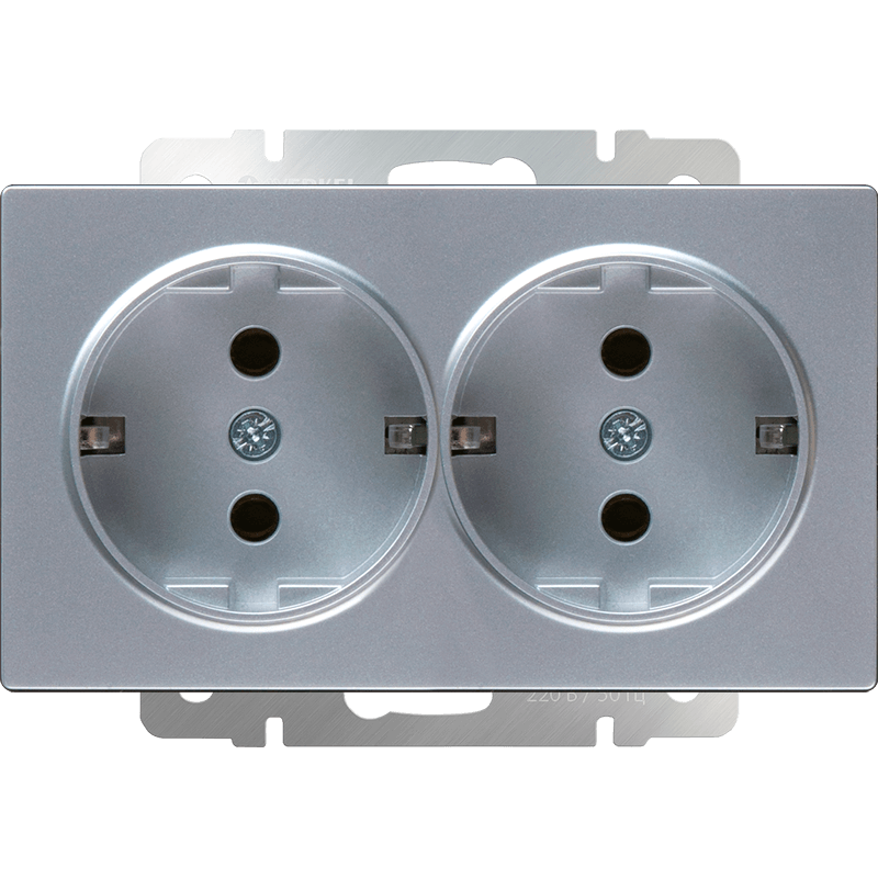 картинка Розетка 2-я.16А СУ с заземлением серебряная Werkel  от магазина Электротехника