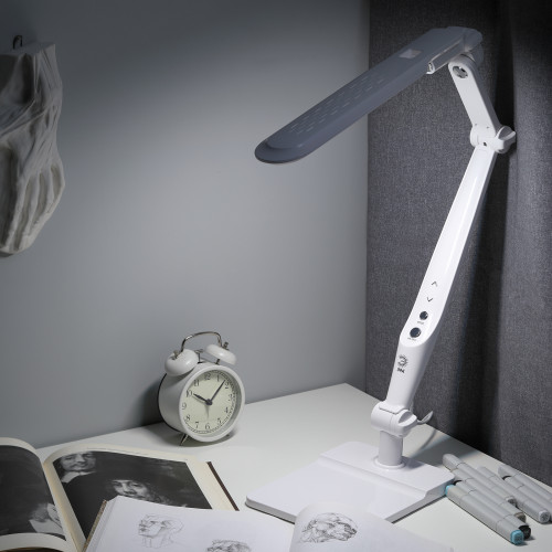 картинка Светильник настольный LED 12W сенсорный белый на струбцине с основанием ЭРА от магазина Электротехника