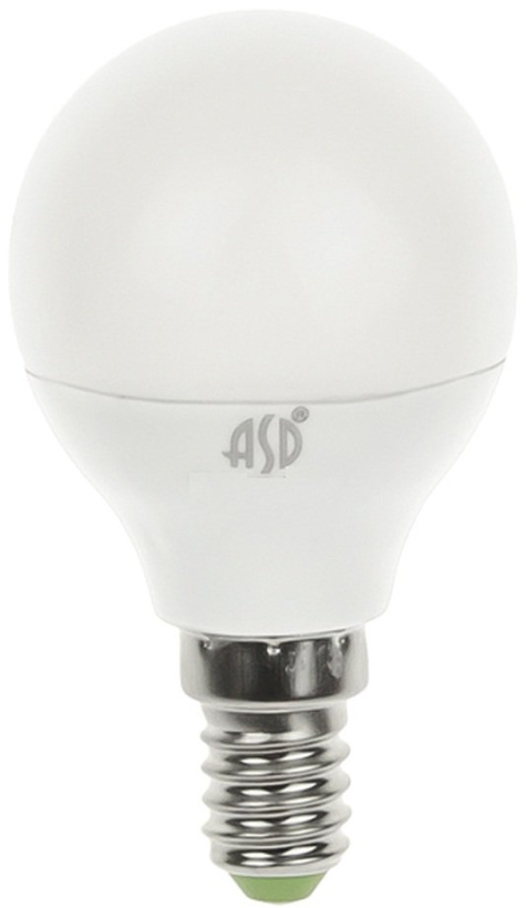 картинка Лампа LED  5 Вт Е14 (450lm) 3000K пластик/алюм "шар" ASD от магазина Электротехника