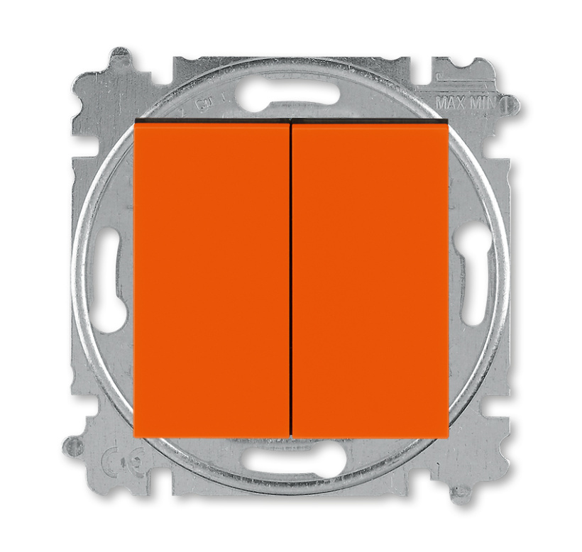 картинка Выключатель 2-кл. кнопочный 10А СУ механизм оранжевый/дымчатый чёрный LEVIT от магазина Электротехника