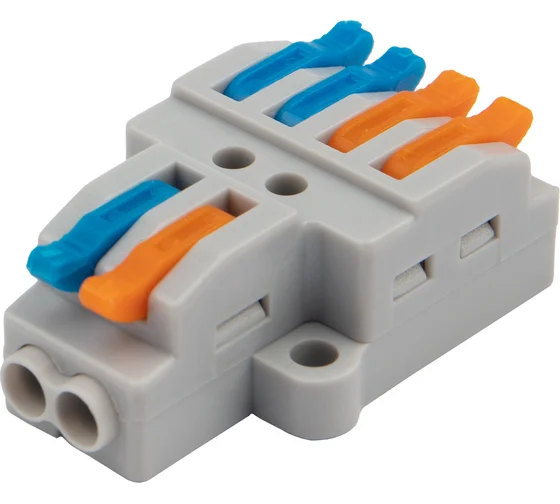 картинка Клемма СМК 2х2 проходная разветвительная 2 полюса 0.08-4 мм² (уп.50шт) REXANT от магазина Электротехника