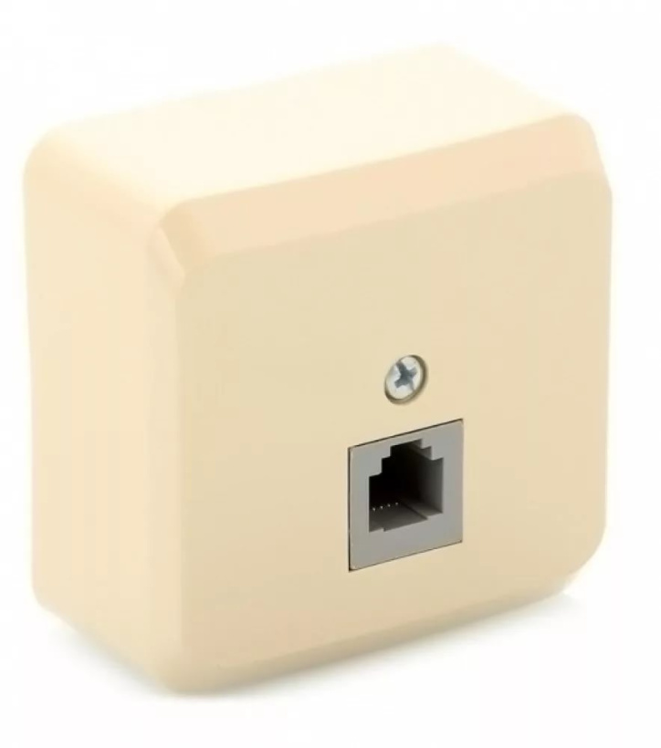 картинка Розетка 1-я RJ11 ОУ в сборе крем ЭТЮД !!! от магазина Электротехника