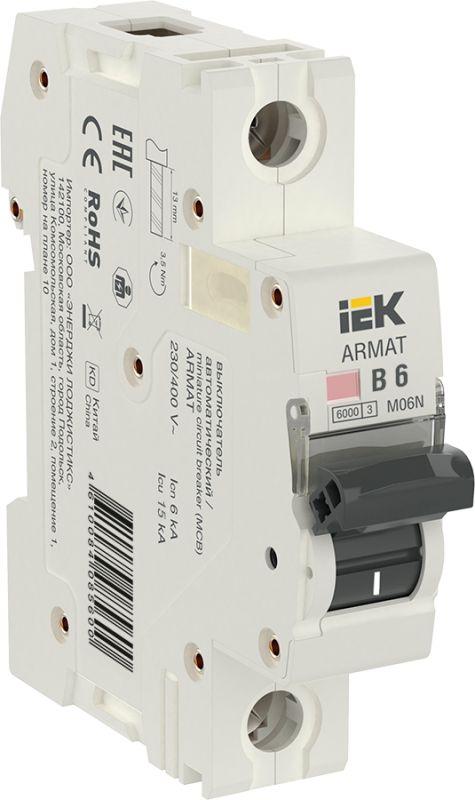 картинка Выключатель автоматический M06N 1P  6А 6кА В ARMAT IEK от магазина Электротехника