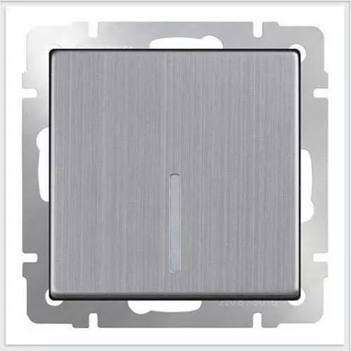 картинка Выключатель 1-кл. 10А СУ с подсветкой глянцевый никель Werkel от магазина Электротехника