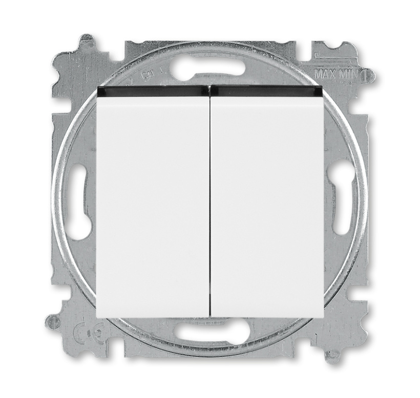картинка Выключатель 2-кл. кнопочный 10А СУ механизм белый/дымчатый чёрный LEVIT от магазина Электротехника