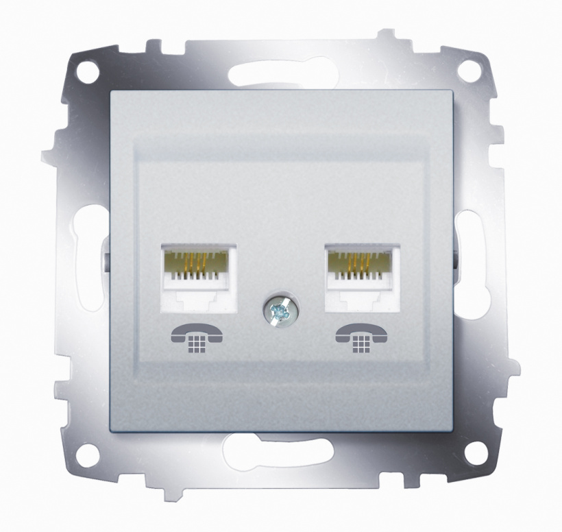 картинка Розетка 2-ая RJ11 алюминий(кр упак 12шт) Cosmo от магазина Электротехника