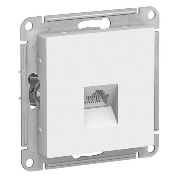 картинка Розетка 1-я RJ45 Cat.5e СУ механизм белый ATLAS DESIGN от магазина Электротехника