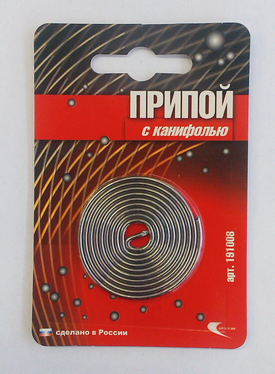 картинка Припой ПОС-61 спираль 2,0мм L=1м с канифолью (блистер) от магазина Электротехника