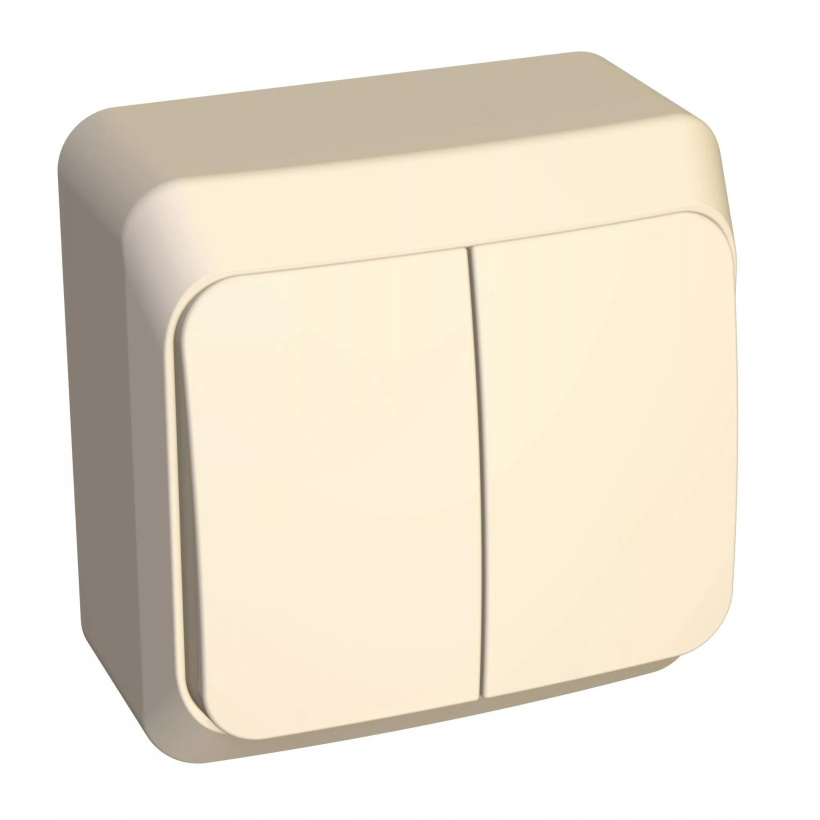 картинка Выключатель 2-кл. 10А ОУ в сборе крем ЭТЮД от магазина Электротехника
