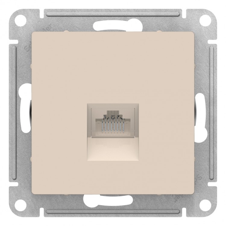 картинка Розетка 1-я RJ45 Cat.5e СУ механизм бежевый ATLAS DESIGN от магазина Электротехника