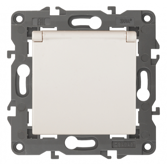 картинка Розетка 1-я 2P+E 16А-250В со шторками с крышкой авт. клем. сл. кость Elegance ЭРА !!! от магазина Электротехника