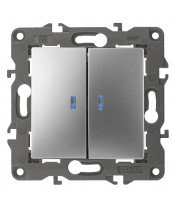 картинка Выключатель 2-кл. с подсветкой авт. клем алюминий Elegance Эра от магазина Электротехника