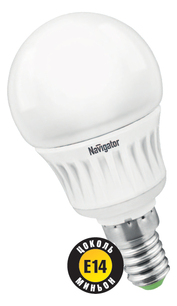 картинка Лампа LED  5 Вт E14 (370lm) 4000K 230В шар Navigator от магазина Электротехника