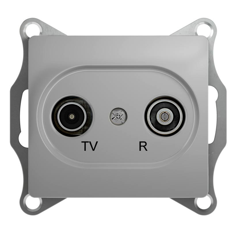 картинка Розетка 2-я TV+R СУ проходная 4dB механизм алюминий Glossa от магазина Электротехника