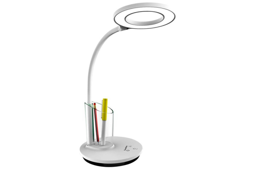 картинка Светильник настольный LED  8W 480Лм 2700-6500К сенсорн., RGB-подсветка, пенал белый Camelion от магазина Электротехника