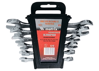 картинка Набор ключей рожковых хромированных CrV 6-22мм 8шт Matrix от магазина Электротехника