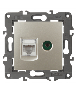 картинка Розетка 1-я RJ45+TV  шампань Elegance Эра от магазина Электротехника