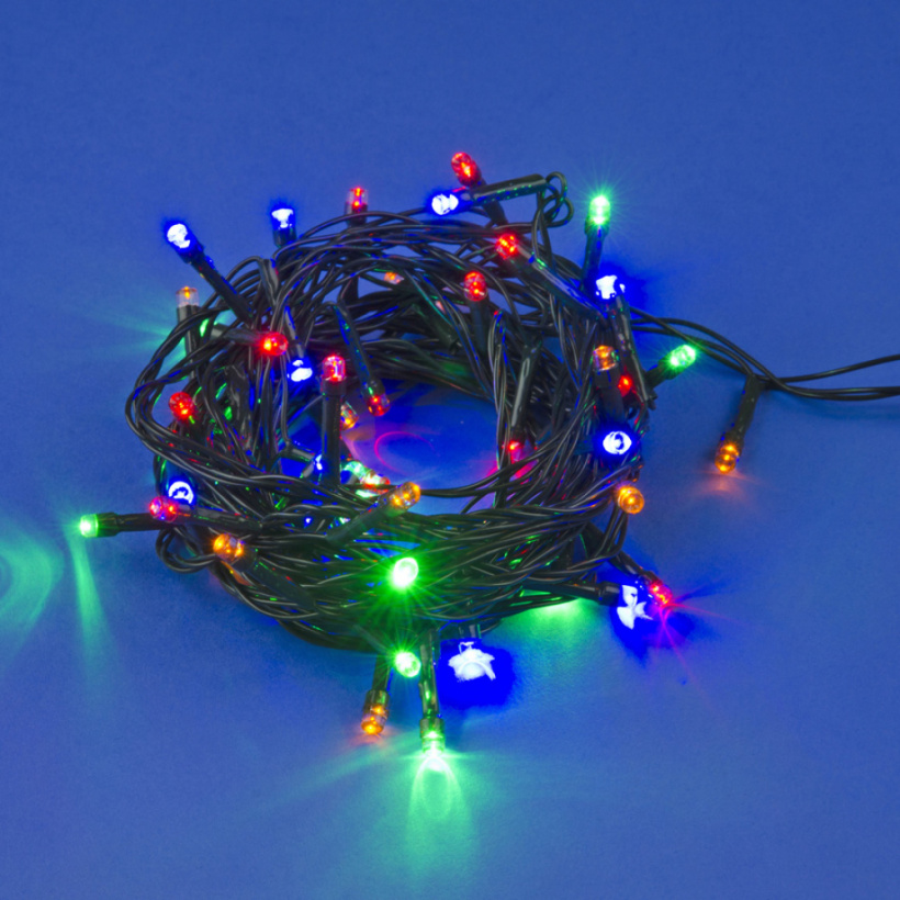 картинка Гирлянда 50LED 5м IP20 Разноцветный свет Провод зеленый Uniel !!! от магазина Электротехника