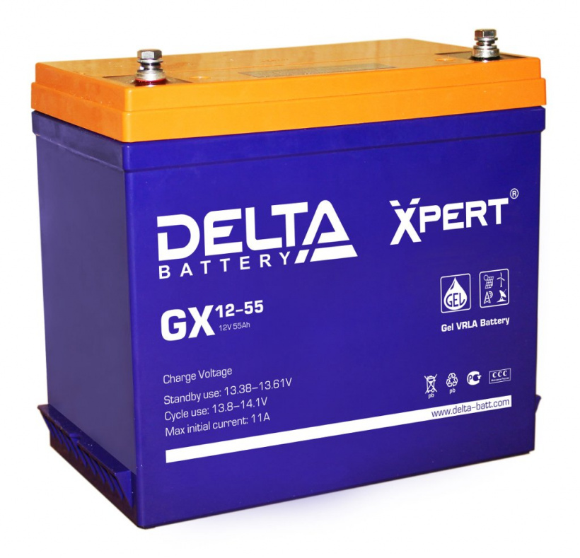картинка Аккумуляторная батарея 12В  55Ач GX12-55 Delta от магазина Электротехника