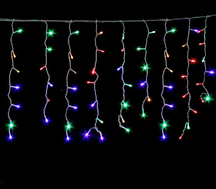картинка Гирлянда "Айсикл" Бахрома 48 LED 1.8x0.5м, прозрачный провод, мультиколор IP20 Neon-Night!!! от магазина Электротехника