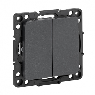 картинка Переключатель 2-кл. 10А СУ механизм черный Стокгольм от магазина Электротехника