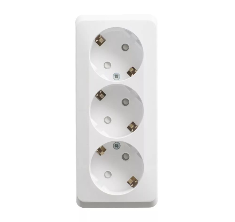 картинка Розетка 3-я 2P+E 16А ОУ шторки в сборе белый  ЭТЮД от магазина Электротехника